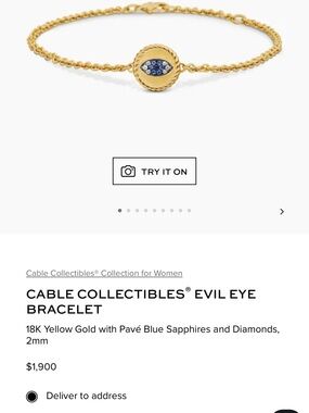 18K Yellow Gold Evil Eye Bracelet with Blue Sapphires